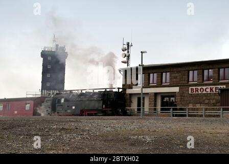 Montagna Brocken in Harz Montagne, Germania Foto Stock