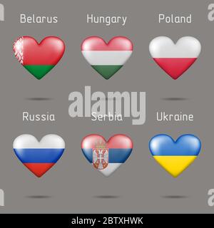 Bandiere a forma di cuori Illustrazione Vettoriale