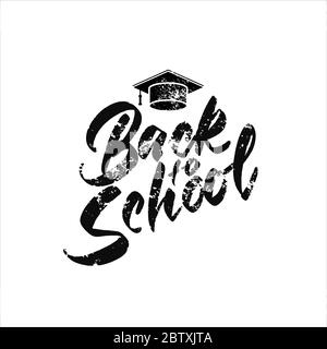 Logo di ritorno a scuola. Nero su sfondo bianco. Illustrazione Vettoriale