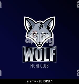 Logo sportivo. Lupo con una cicatrice. Illustrazione Vettoriale