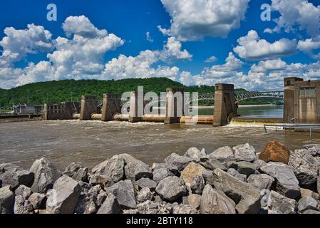 Winfield Lock e diga - Kanawha River Winfield WV Foto Stock