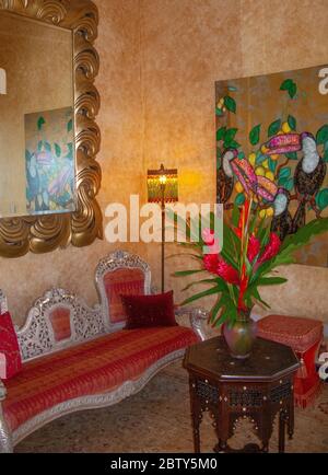 Villa Toucan Hill, una villa in stile marocchino, la più alta villa sull'Isola di Mustique. Un paradiso esclusivo, una fuga e una destinazione caraibica Foto Stock