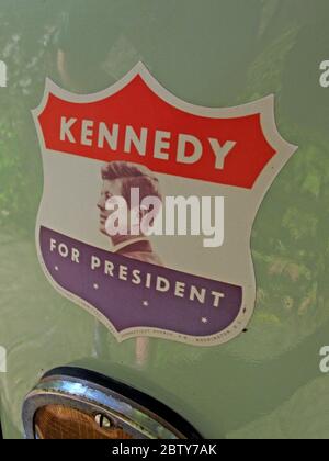 John F Kennedy per adesivo storico Presidente, USA, Democratici, USA, JFK Foto Stock