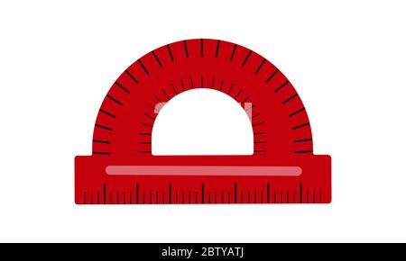 Illustrazione vettoriale del righello del goniometro isolato su sfondo bianco. Cancelleria per disegno. Elemento matematico o geometrico correlato alla scuola. Elemento tema ritorno a scuola Illustrazione Vettoriale