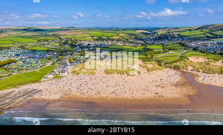 Croyde Beach, Croyde, North Devon, Inghilterra, Regno Unito, Europa Foto Stock