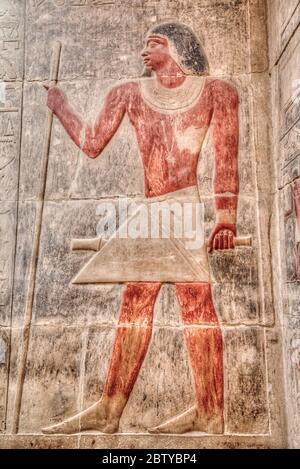 Rilievi, Mastaba di Kagemni, Necropoli di Saqqara, Patrimonio dell'Umanità dell'UNESCO, Saqqara, Egitto, Africa del Nord, Africa Foto Stock