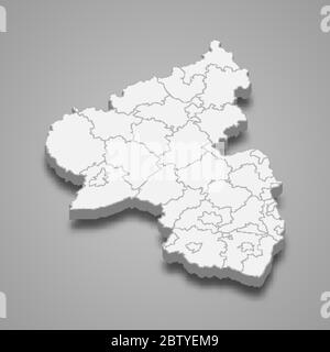 la mappa 3d della Renania-Palatinato è uno stato della Germania Illustrazione Vettoriale