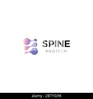 Ernia della colonna vertebrale, logo di trattamento delle sporgenze. Logotipo di clinica di Vertebrologia e riabilitazione. Icona Ortopedia. Segno di trattamento spinale. Medico isolato Illustrazione Vettoriale