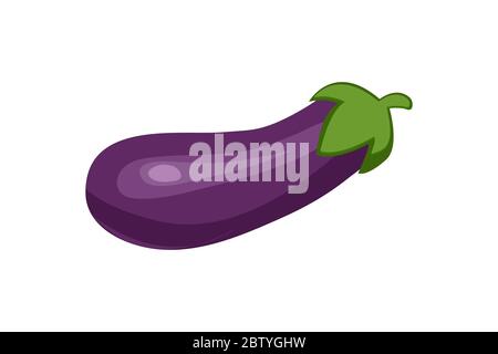 Icona di isolamento vegetale fresco di Eggplant Illustrazione Vettoriale