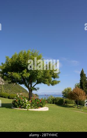 Bella tenuta del Marbella Beach Hotel, Corfu, Grecia. Foto Stock