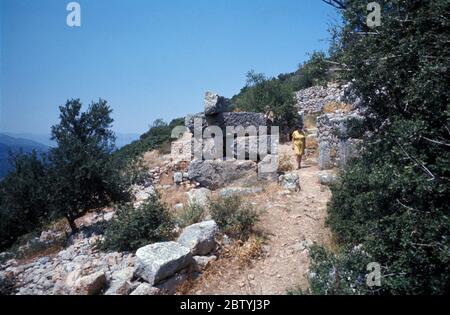 Rovine dell'antica città di Lato, Creta, Grecia del 4-5 secolo a.C., raffigurata nel 1976 Foto Stock