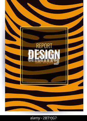 Poster marrone con struttura della pelle tigre. Sfondo grafico astratto. Modello luminoso universale per poster con testo. Illustrazione vettoriale. Illustrazione Vettoriale