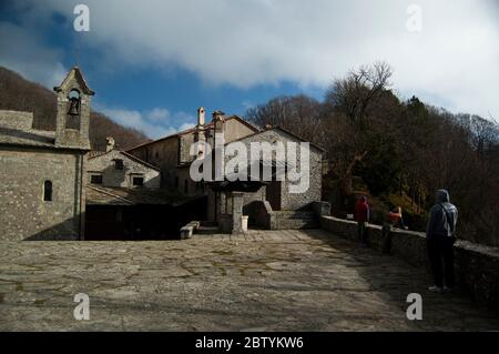 Santuario la Verna, il Santuario Francescano dell'Appennino Toscano. Foto Stock