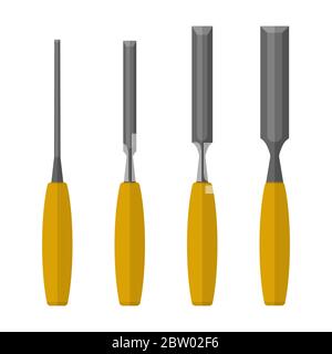 Utensili per set scalpelli vettoriali, illustrazione piatta Illustrazione Vettoriale