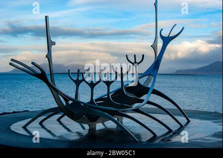 Nave lunga vichinga dell'Islanda Foto Stock