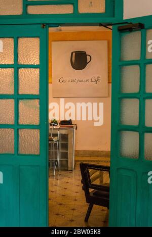 Funky cafe ristorante - Bistro culturale, Merida, Yucatan, Messico Foto Stock