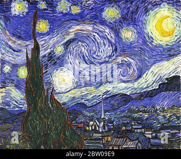 La Notte Starry di Van Gogh 1889, Museo di Arte moderna a New York City Foto Stock
