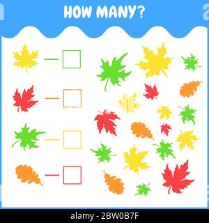 Gioco di conteggio per i bambini di Preschool. Gioco educativo e matematico. Illustrazione Vettoriale