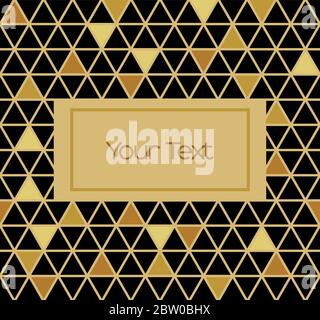 Illustrazione astratta della scheda vettoriale geometrica. Oro e nero con grande triangoli. Illustrazione Vettoriale