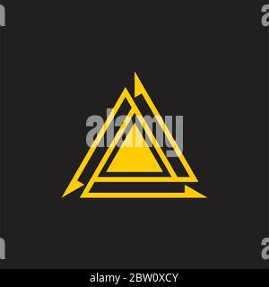 vettore logo con linea geometrica a forma di freccia circolare triangolare Illustrazione Vettoriale