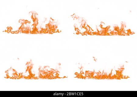 Fiamme di fuoco isolate su sfondo bianco Foto Stock