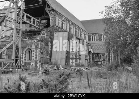 CHIESA STORICA DI CHRISTCHURCH, NUOVA ZELANDA DOPO UN TERREMOTO, NOVIEMBER, 2017 Foto Stock