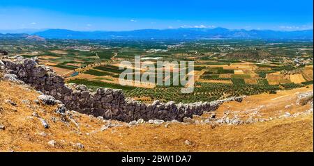 Il sito archeologico di Midea, una città degli antichi micenei nel Peloponneso, Grecia. Foto Stock