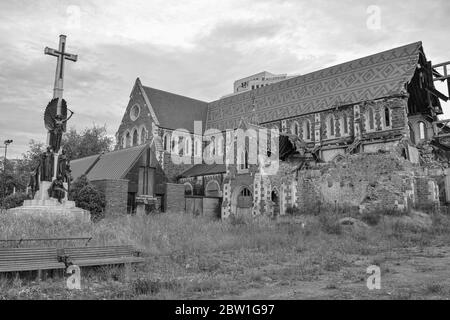 CHIESA STORICA DI CHRISTCHURCH, NUOVA ZELANDA DOPO UN TERREMOTO, NOVIEMBER, 2017 Foto Stock