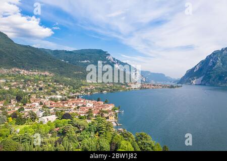 Lago di Como, frazione di Mandello del Lario. Vista aerea. Foto Stock