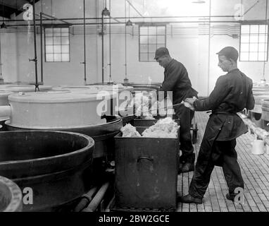 Fabbrica di Cordite della Marina reale a Holton Heath. Il cotone della pistola di nitrazione, il processo di renderla esplosiva. 26 marzo 1919 Foto Stock