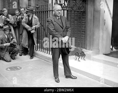 Downing Street Sir Kingsley Wood. 30 agosto 1938 Foto Stock