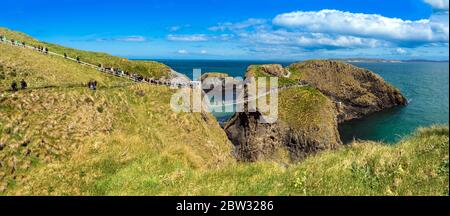 Carrick-a-Rede ponte di corde, Irlanda del Nord, Regno Unito, Europa Foto Stock