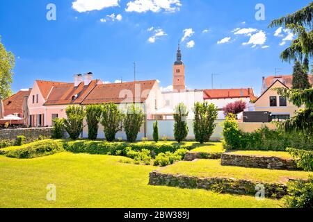 Città barocca vecchia di Varazdin parco e monumenti vista, città nel nord della Croazia Foto Stock