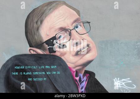 Stephen Hawking Graffiti Liverpool dell'artista francese Akse Foto Stock