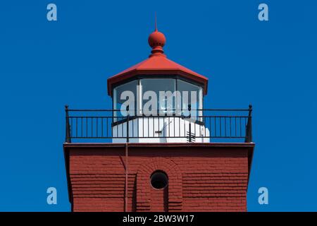 Due fari Harbors lungo il lago Superior Foto Stock