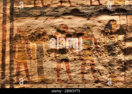 Affreschi, camera di sepoltura, Tomba di Ramses IX, KV6, Valle dei Re, patrimonio dell'umanità dell'UNESCO, Luxor, Egitto Foto Stock