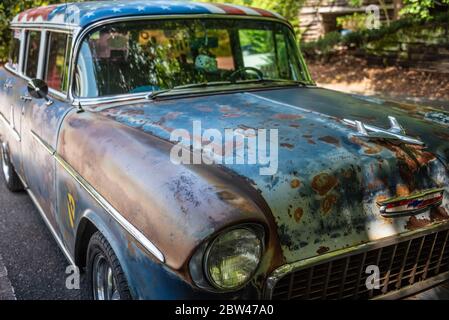Vagone Chevy 210 Classic Townsman nelle montagne della Georgia del Nord. (STATI UNITI) Foto Stock