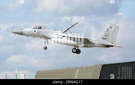 MDD F-15C Eagle, 583, di 133 Sqn, forza aerea israeliana a RAF Waddington durante l'Esercito Cobra Warrior, Waddington, Regno Unito, 4 settembre 2019. Foto Stock