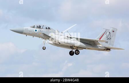 MDD F-15D Eagle, 715 anni, della 133 Sqn, forza aerea israeliana a RAF Waddington durante la Excercise Cobra Warrior, Waddington, Regno Unito, 4 settembre 20 Foto Stock