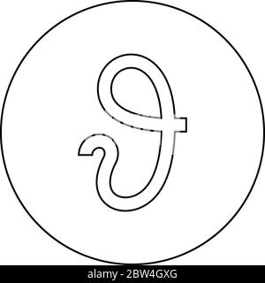 Theta simbolo greco Teta Zeta icona in cerchio rotondo contorno nero colore vettore illustrazione piatta stile semplice immagine Illustrazione Vettoriale