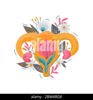 Utero con decorazione floreale illustrazione vettoriale. Illustrazione Vettoriale