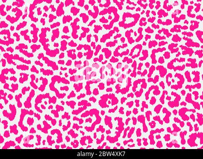 Stampa leopardata stile retro rosa brillante. Modello di ripetizione vettoriale senza cuciture con macchie rosa disegnate a mano Illustrazione Vettoriale