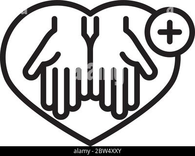 igiene personale delle mani, prevenzione delle malattie cardiache e di salute linea di cura icona illustrazione vettoriale Illustrazione Vettoriale