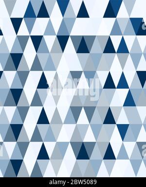 Moderno motivo geometrico minimalista senza cuciture con triangoli colorati in tonalità di blu classico. Modello vettoriale contemporaneo geometrico astratto. Illustrazione Vettoriale