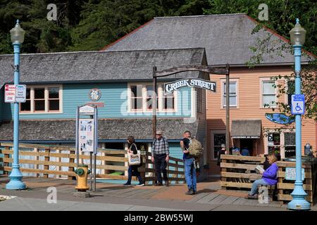 Centro storico di Creek Street, Ketchikan, Alaska, STATI UNITI D'AMERICA Foto Stock