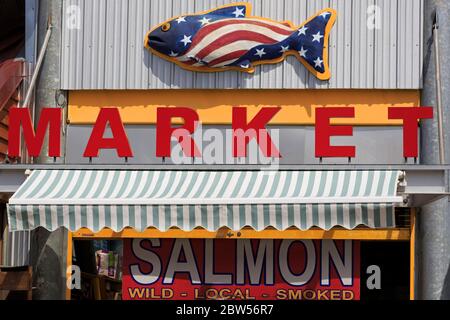 Mercato del salmone, Ketchikan, Alaska, Stati Uniti Foto Stock