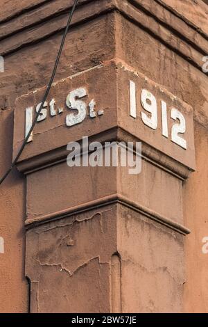 Via segno sulla costruzione a Fallon, Nevada, USA [Nessuna proprietà release; disponibile solo per la licenza editoriale] Foto Stock