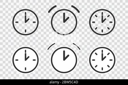 Icone di tempo vettoriale e orologio in stile sottile. Su eps trasparente 10 Illustrazione Vettoriale