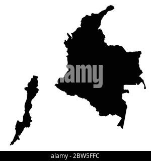 Mappa vettoriale Colombia e Bogota. Paese e capitale. Illustrazione vettoriale isolata. Nero su sfondo bianco. Illustrazione EPS 10. Illustrazione Vettoriale