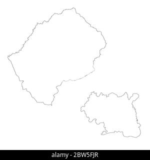 Mappa vettoriale Lesotho e Maseru. Paese e capitale. Illustrazione vettoriale isolata. Contorno. Illustrazione EPS 10. Illustrazione Vettoriale